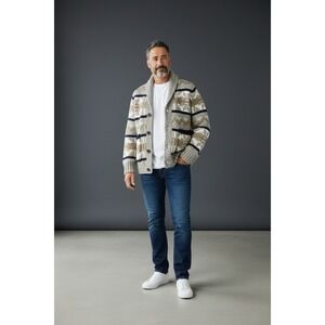 Vintage American Eagle Outfitters Cardigan Sweater S Mens Shawl Collar Fair Isle